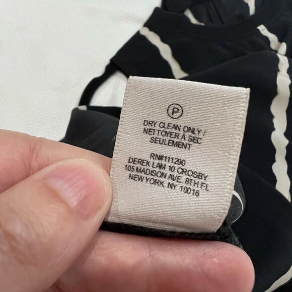 Derek Lam 10 Crosby Black White Cream Striped Shift Dress - Picture 8 of 8